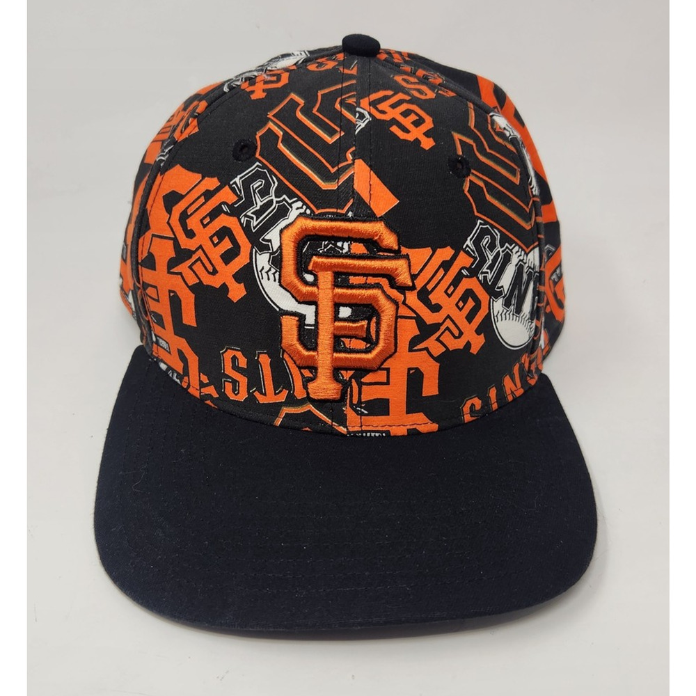 47 Brand One Size San Francisco Giants Allover Logo Print Snapback Hat MLB Cap